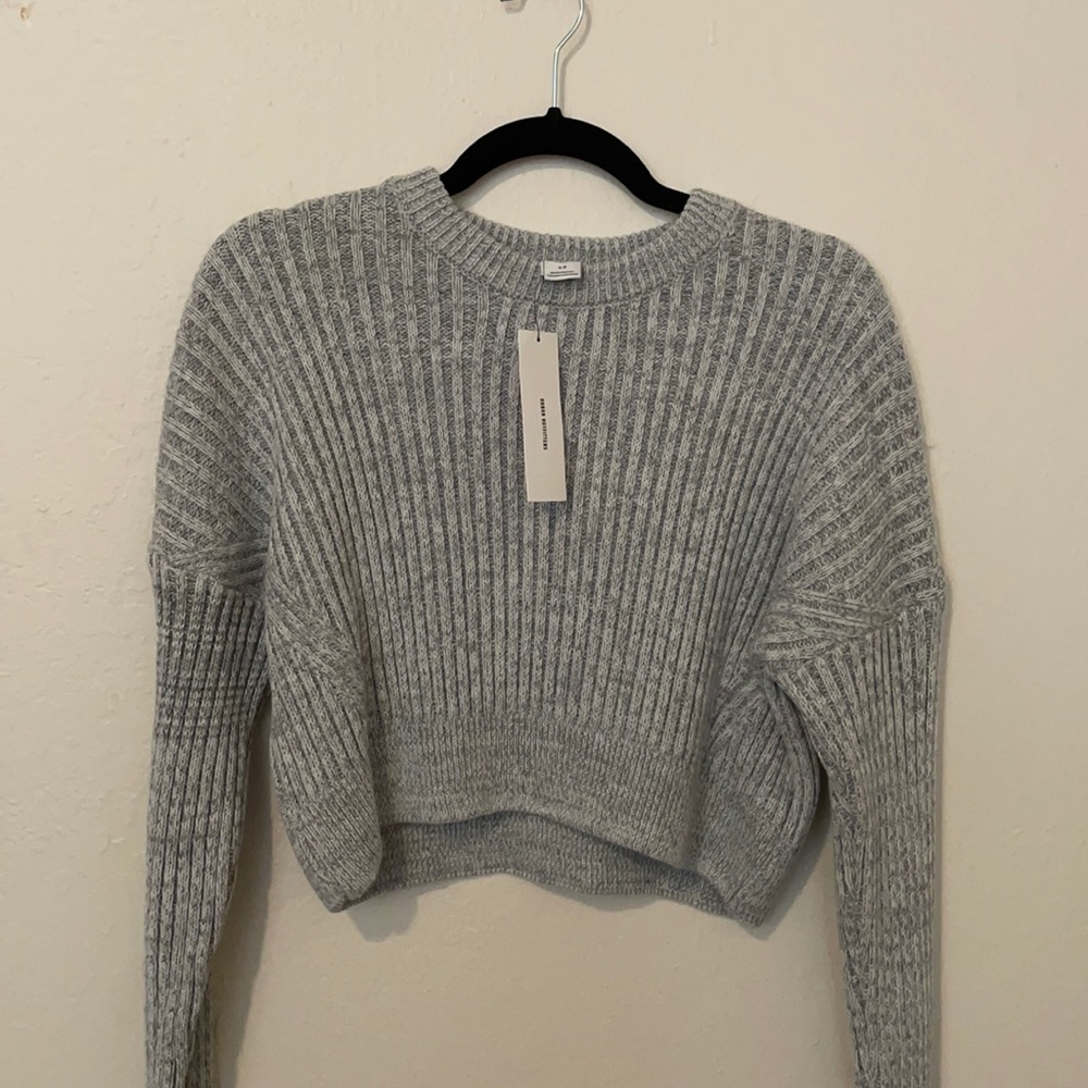 NWT urban outfitters grey cropped knit sweater